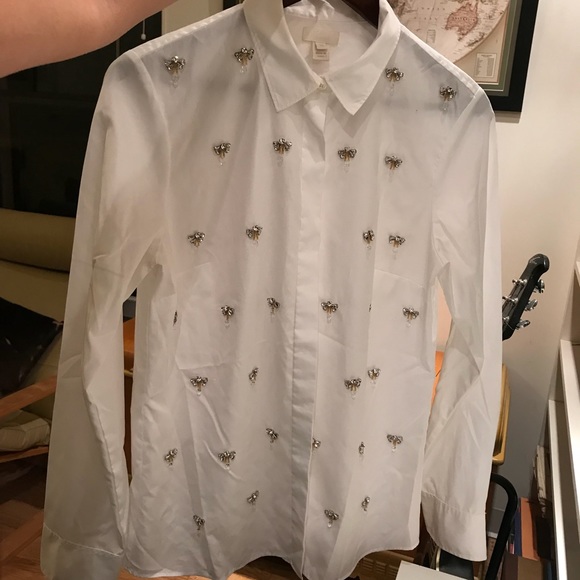 J. Crew Tops - J. Crew collection embellished crystal button down